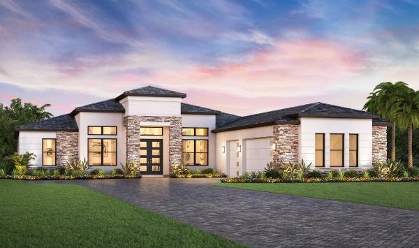 Front elevation rendering of the Ballast home design at Monterey at Lakewood Ranch