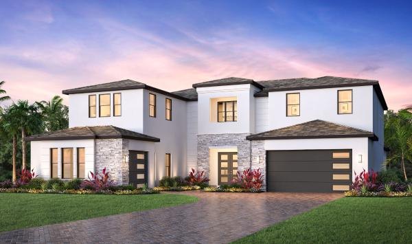 Front elevation rendering of the Dexter home design at Monterey at Lakewood Ranch